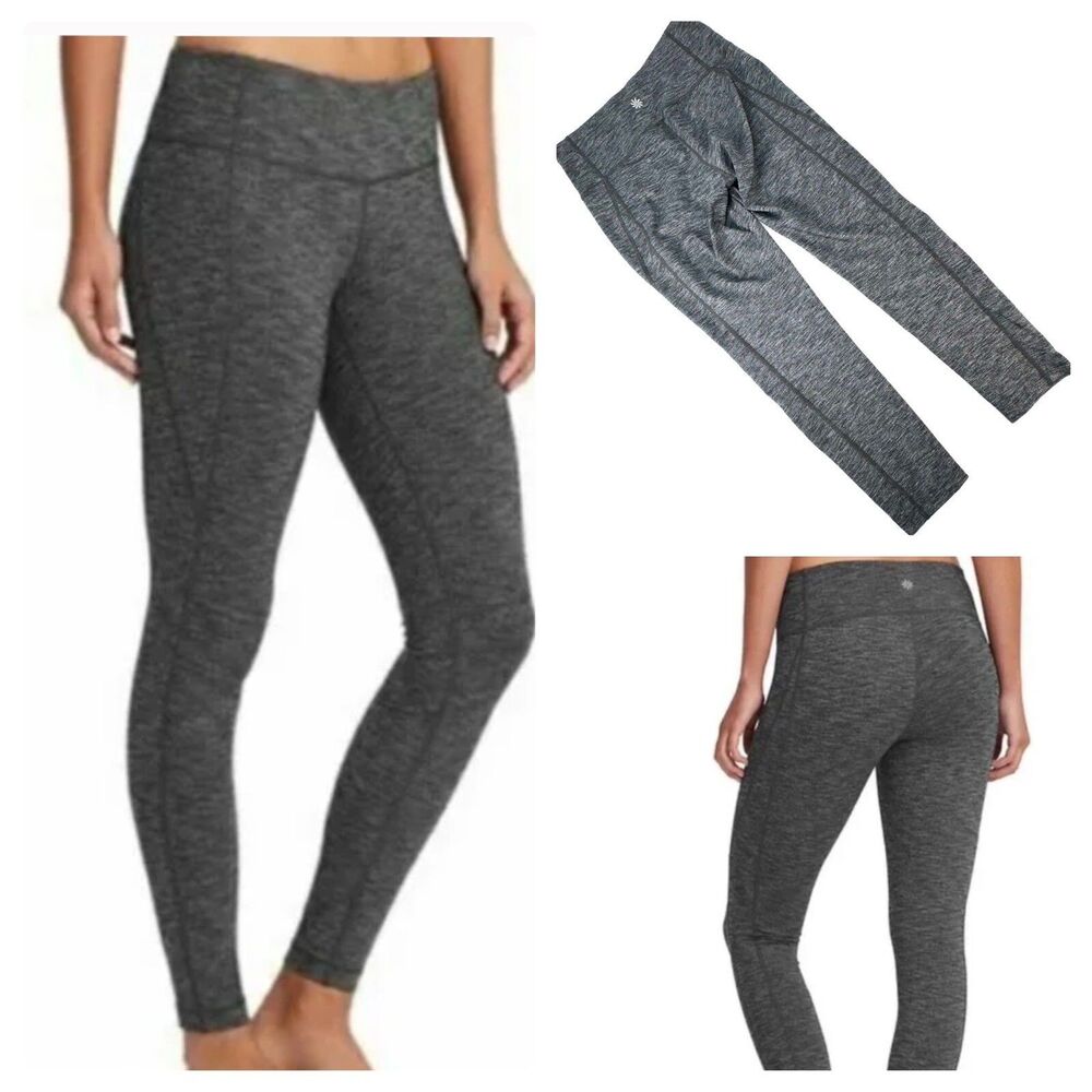 Athleta Revelation Tight Leggings Woman’s Size A Heather Black Grey Athletic